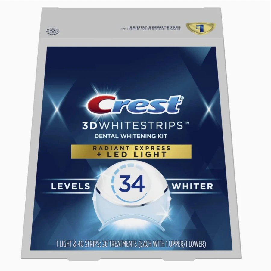 Crest 3D Whitestrips Radiant Express + LED Light – 34 Levels Whiter