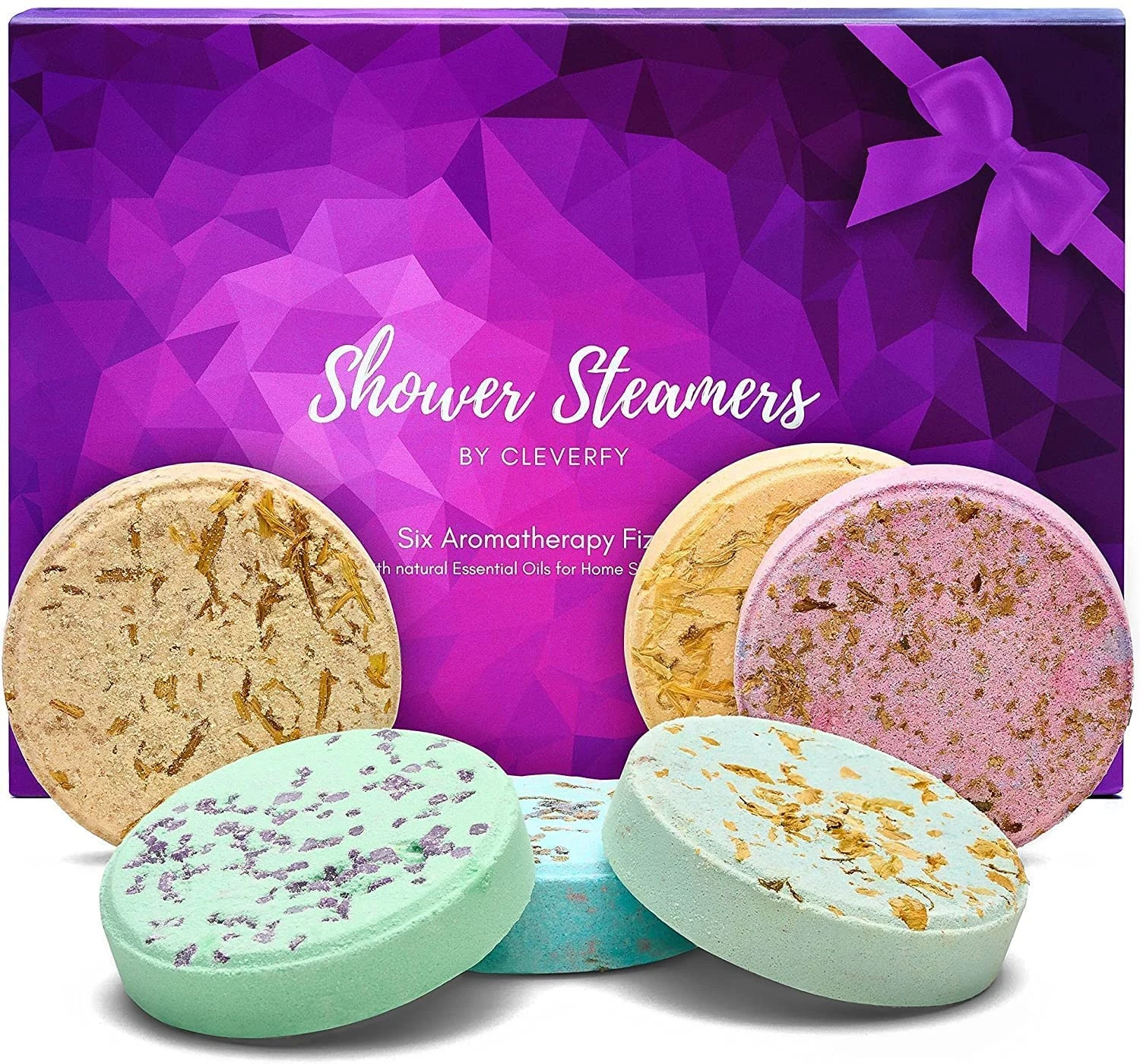 Cleverfy Aromatherapy Shower Steamers – Variety Set of 6 Shower Bombs