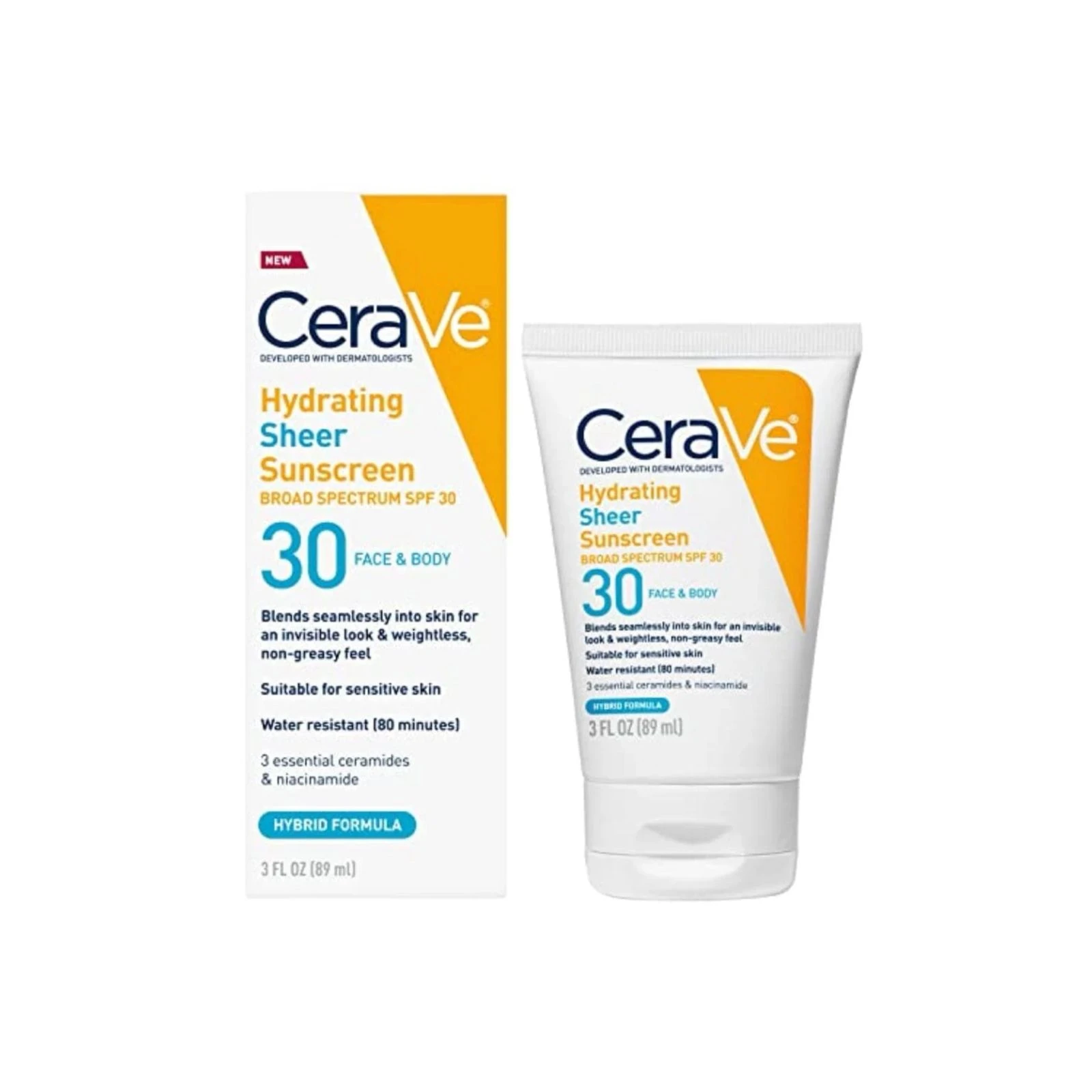 CeraVe Hydrating Sheer Sunscreen SPF 30 (Face & Body) – Hybrid Formula