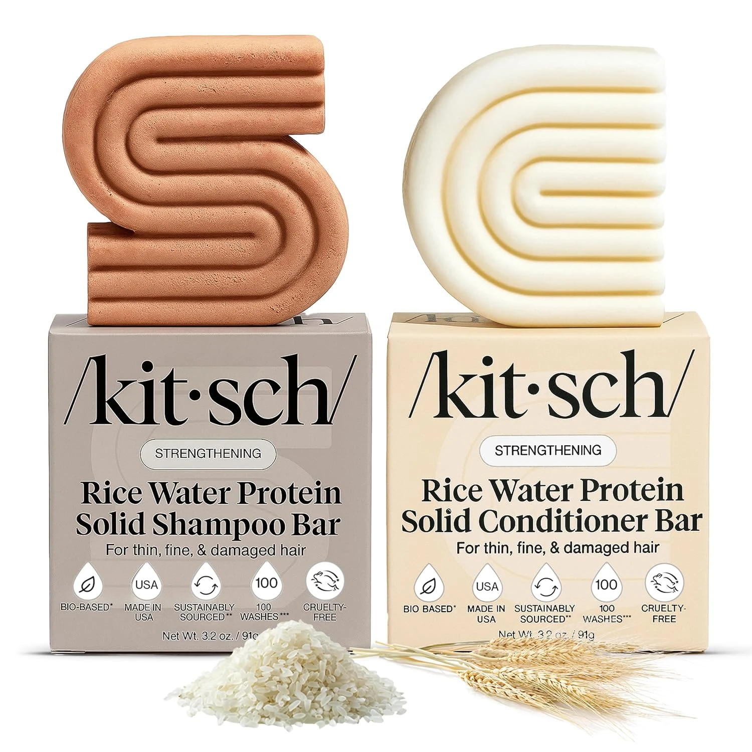 Kit.sch/ Rice Water Protein Solid Shampoo + Conditioner/