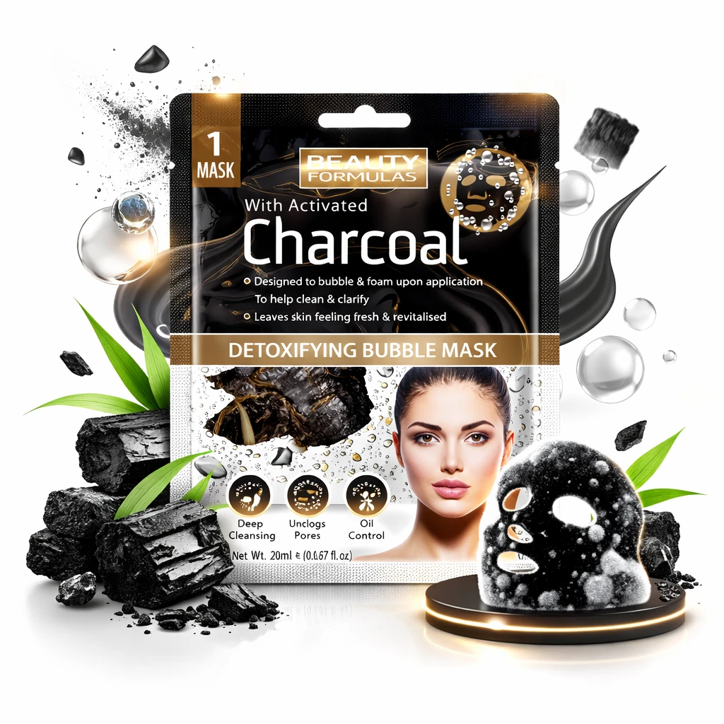 Beauty Formulas Detoxifying Charcoal Bubble Mask - 1sheet